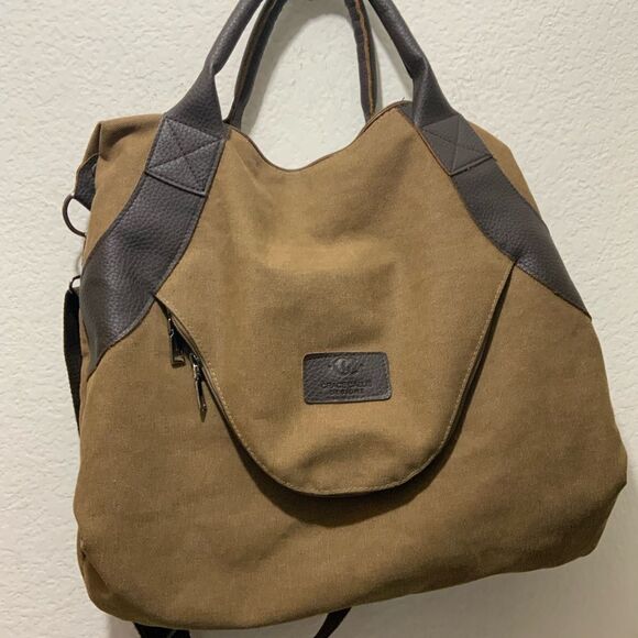 Grace Callie Designs brown canvas tote purse bag large - Picture 3 of 10